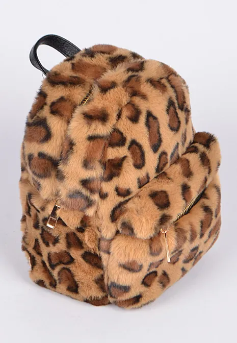 All The Fun Fuzzy Leopard Back Pack